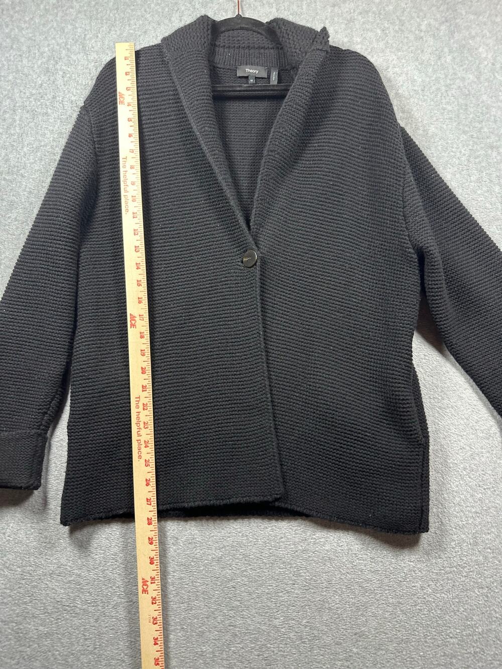 Theory Wool Cashmere Cardigan Sweater Men's Medium Black Shawl Collar